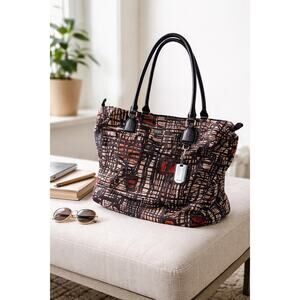 TUMI Abstract Print Tote Bag | Nylon & Leather Handles